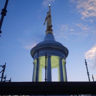 State House Dome, Lady of Wisdom at night